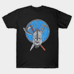 Vikings Skull - Shield and Weapons T-Shirt